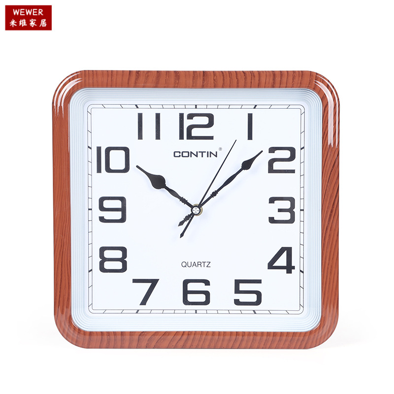 Kangtian Contin Wall Clock Square Chinese Home Office Simple Clear Quartz Clock in Stock Wholesale Foreign Trade