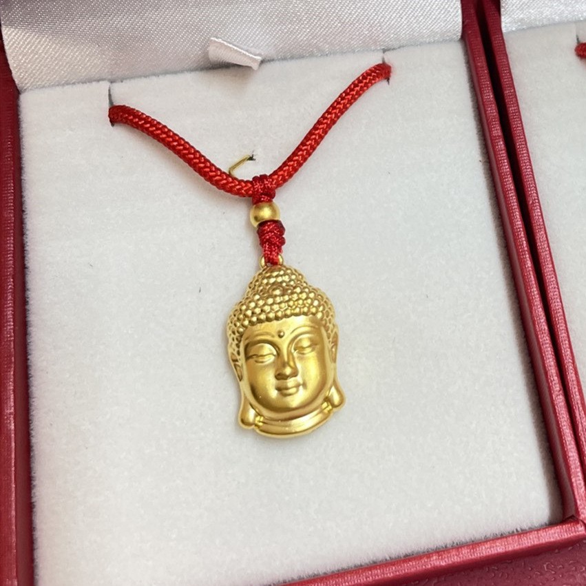 爆款999足金佛头吊坠女 网红同款5d黄金佛公编绳项链黄金批发
