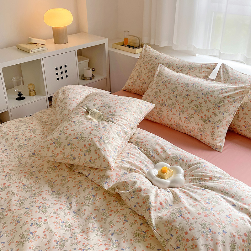 60支小碎花四件套全棉活性印花清新4件套床单纯棉被套1.8m床单款