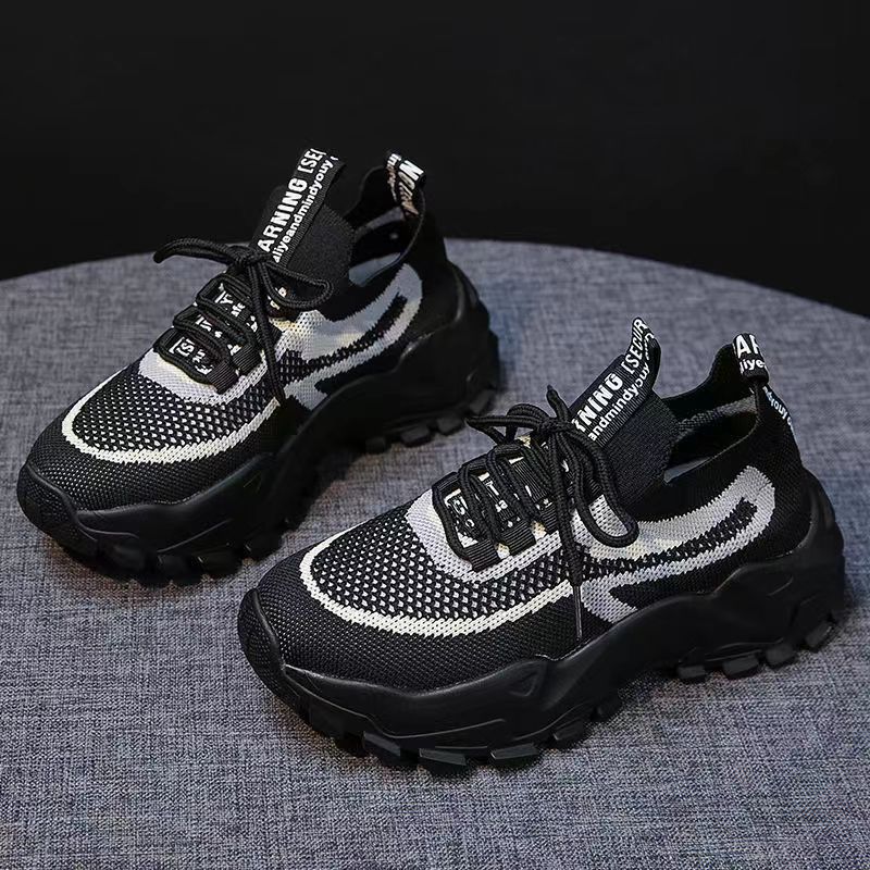 2023 Spring New Shoes Women's Flying Woven Breathable Casual Women's Shoes Student Fashion Daddy Shoes Factory Wholesale Sneaker