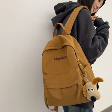 高颜值书包女韩版ins复古纯色简约百搭双肩包轻便小巧旅行双肩包