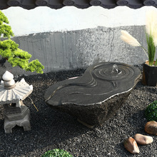 黑山石水景石材装饰黑山日式景观点缀摆件外水水槽道具摆设石桌子
