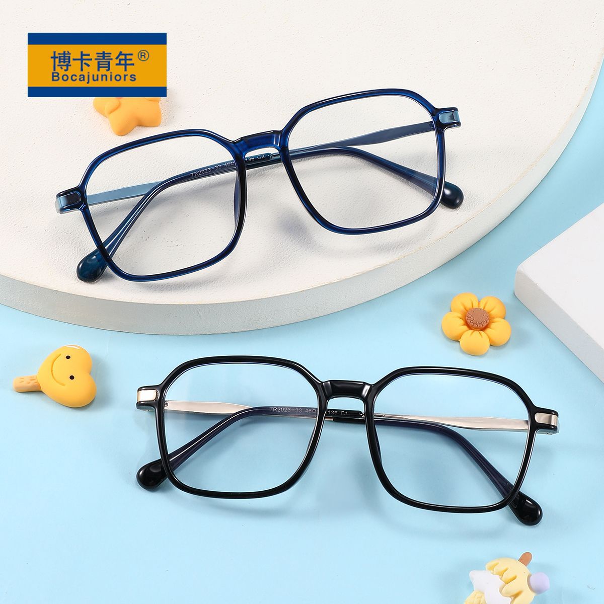 2024新款时尚平光镜儿童防蓝光眼镜男女宝宝方框护目镜 jh2023-33