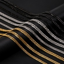跨境欧美朋克风双织磨六链钛钢项链男女通用夸张时尚高级感饰品