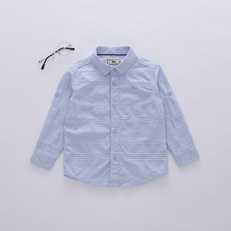 童装批发男童春秋装薄款翻领条纹衬衫boy shirt儿童 -