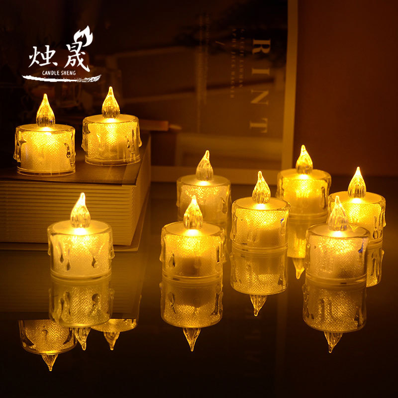 Craft Tealight LED Candle Christmas Electric Candle Lamp Rose Layout Props Wholesale Birthday Gathering Party