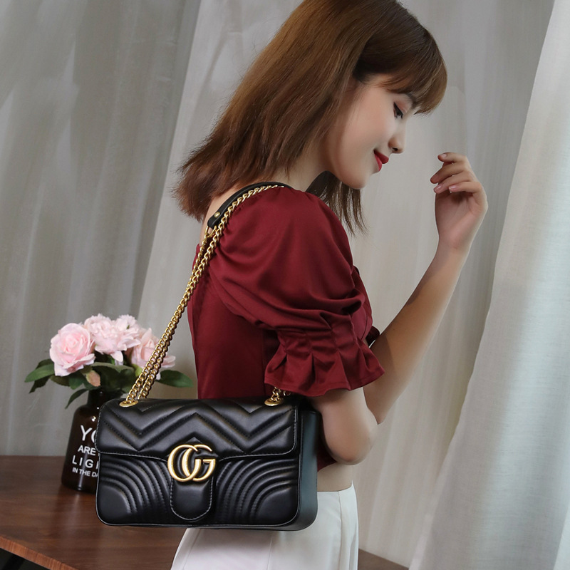 European and American Famous Rhombus Chain Bag Authentic Leather Sheepskin Chanel's Style Women's Bag CG Heart Bag High-Grade Shoulder Messenger Bag