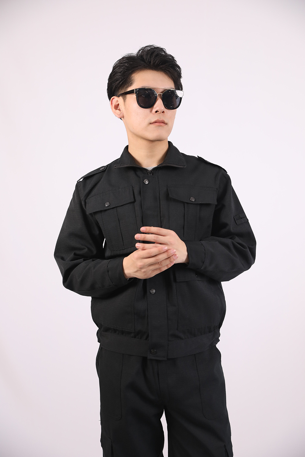 宏达鹿物业保安服黑色保安作训服套装安保工装制服劳保工作服