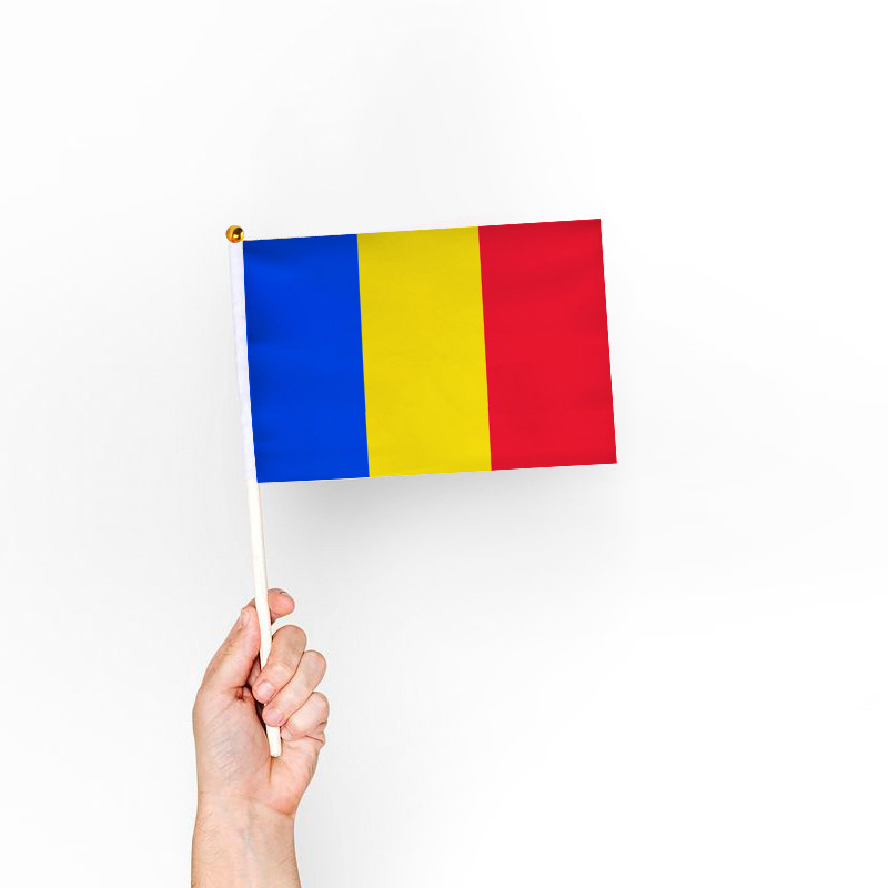 乍得手摇旗 含旗杆 8号旗帜 14*21cm 涤纶 双面图案 亚马逊货源