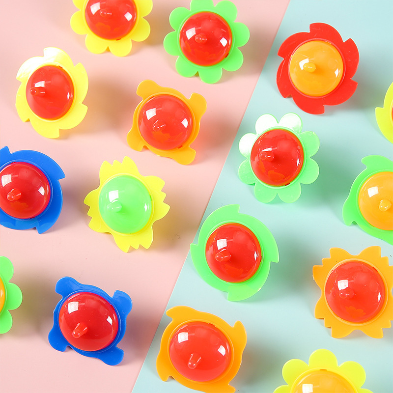 双色花边地转陀螺传统怀旧多彩陀螺儿童礼物益智小陀螺小玩具批发