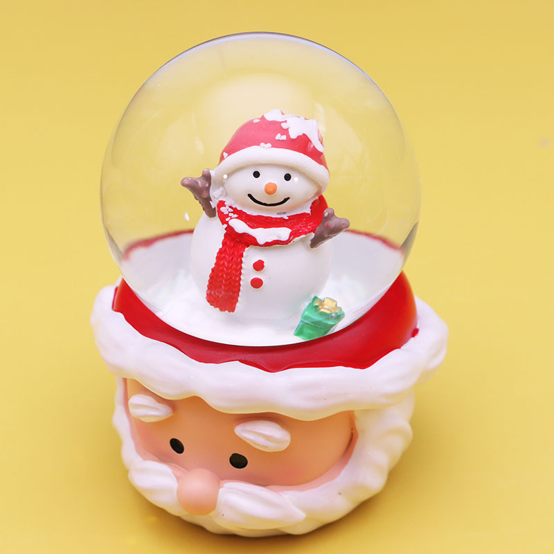 Cute Cartoon Santa Claus Small Size Crystal Ball Decoration Snow Glowing Christmas Gift Boutique Wholesale