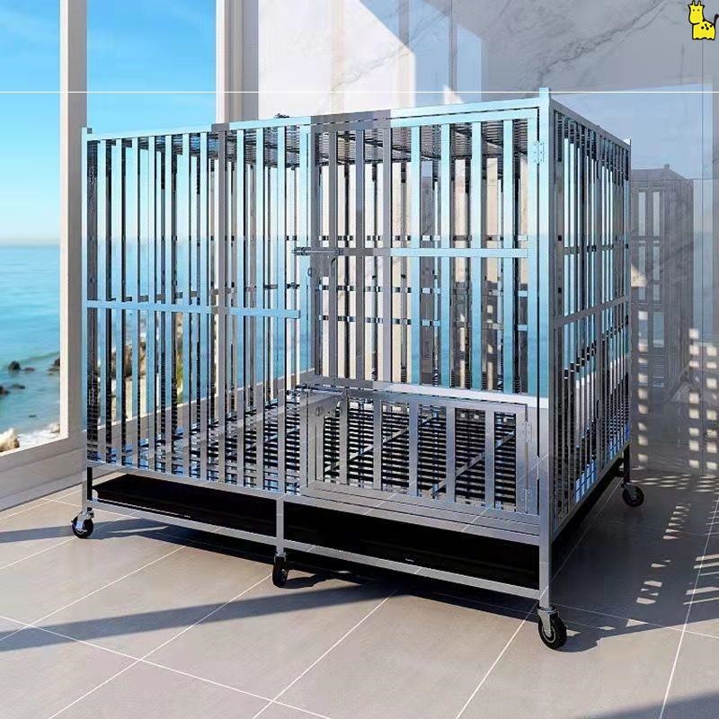 狗笼大型犬不锈钢笼子中型犬折叠金毛二哈带室外加粗犬拉多笼子