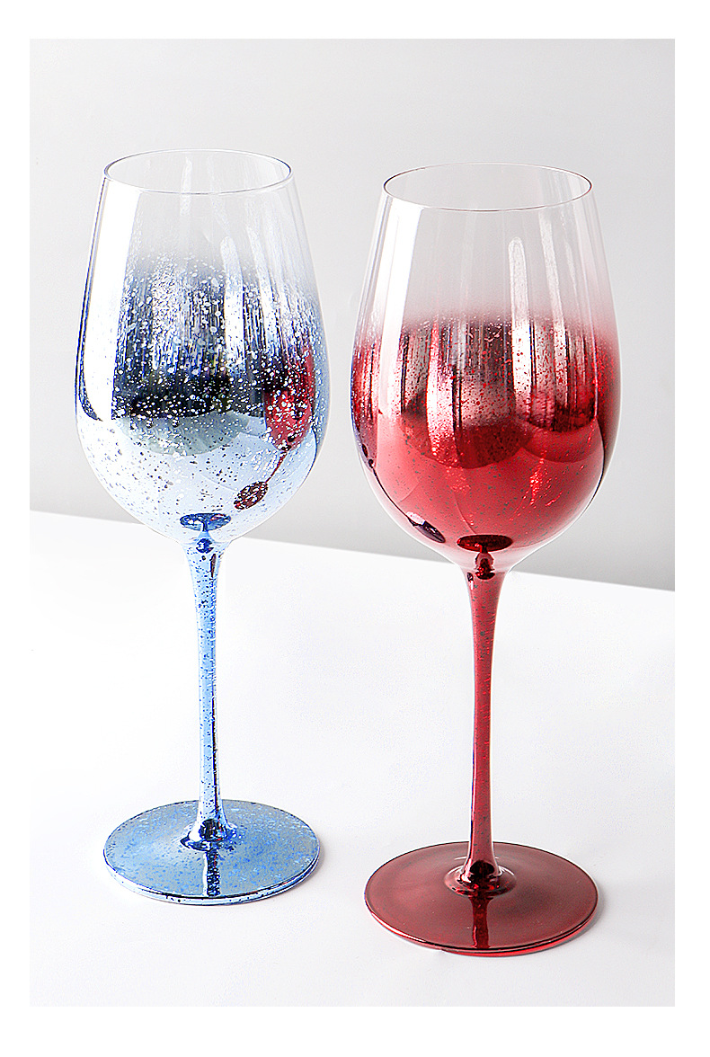 现代简约电镀创意蓝色星空水晶玻璃红酒杯水杯果汁香槟杯套装