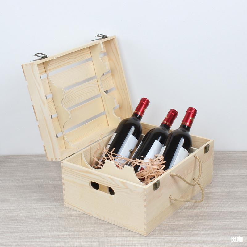 红酒木箱6木盒木箱木制红酒礼盒包装盒6支装红酒木盒子收纳送礼