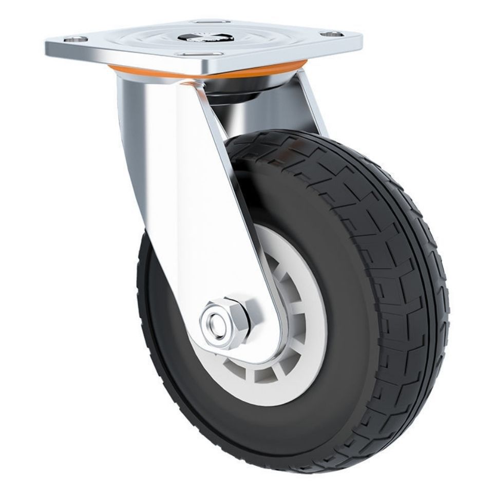 34568寸万向悍马轮实心橡胶轮小推车平板车重型耐用车轮