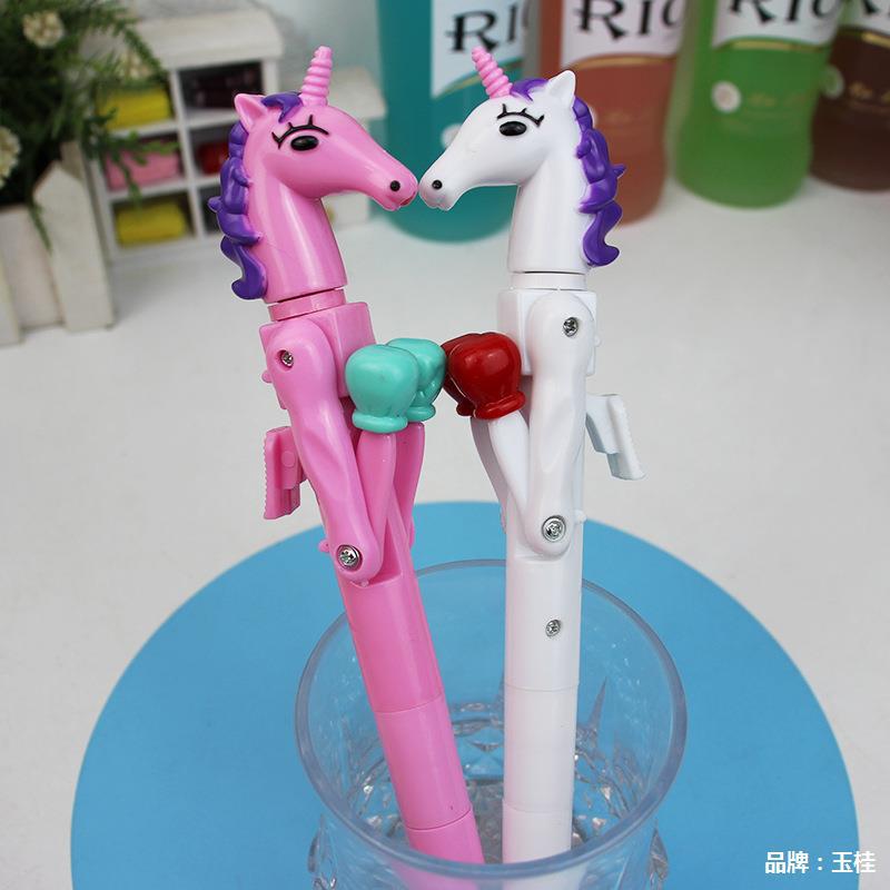 Korean-Style Cute Cartoon Boxing Pen with Light Ballpoint Pen Creative Cartoon Fighting Gift Interactive Decompression Pen