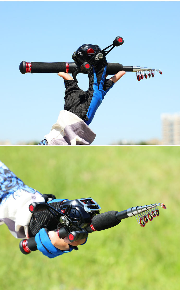 微物路亚杆迷你小路亚套装便携超短水滴轮振式小海竿甩收缩冰钓鱼