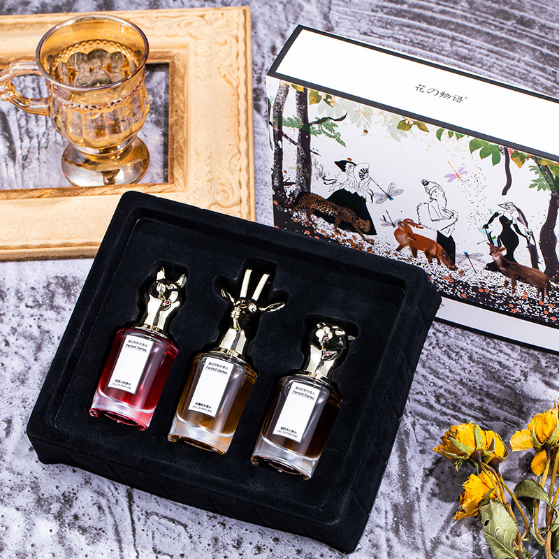 Flower Words Cross-Border Beast Head Fox Elk Animal Perfume Men and Women Gift Set Tik Tok Live Stream Hot Sale