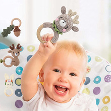 速卖通婴儿摇铃纯手工木毛线钩针摇铃宝宝安抚磨牙玩具手摇铃礼物
