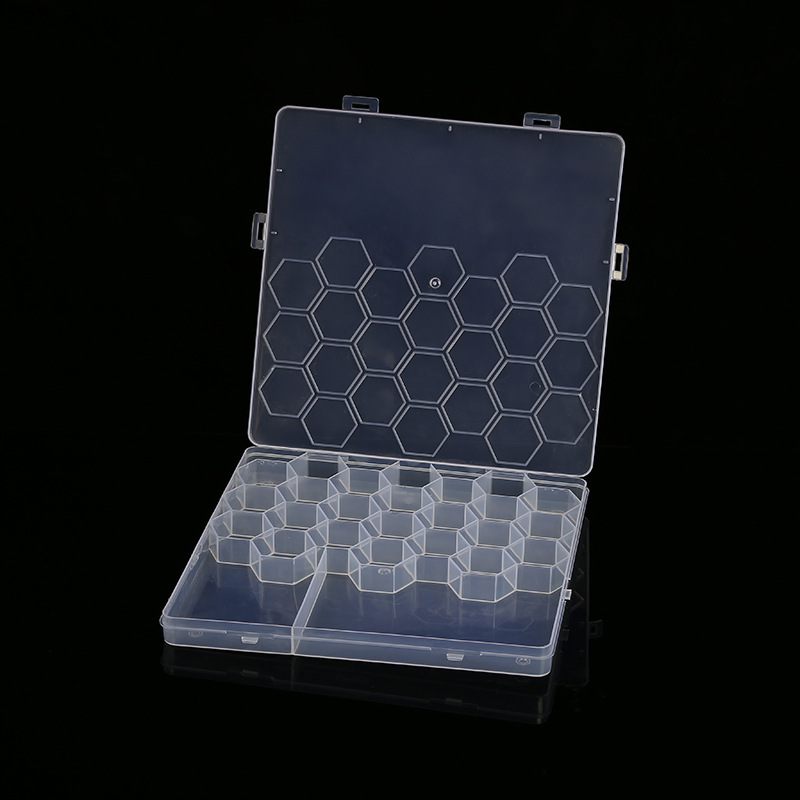 New 26 Grid Honeycomb Storage Box Beaded Diy Hardware Tools Transparent Ornament Polymer Clay Bead Multi Grid Storage Box