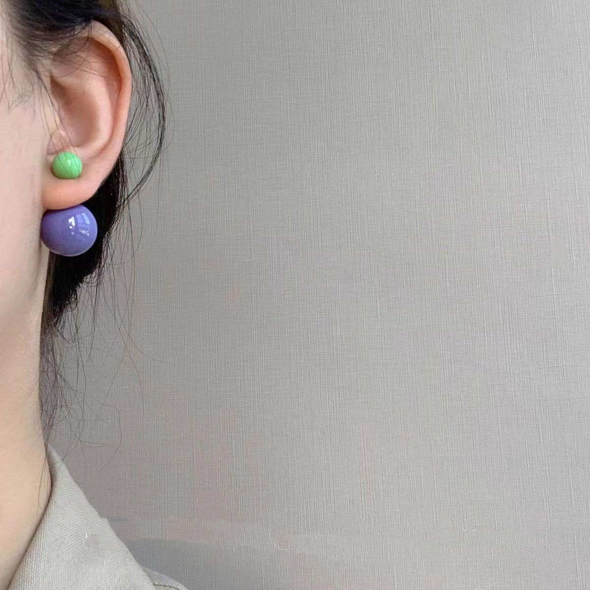 2023 New Bubble Gum Korean Style Rear Hanging Dual-Wear Ball Unique Candy Contrast Color Minority Design Earrings