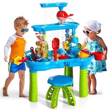 跨境新款三层多层儿童沙滩戏水桌大号户外亲子互动玩具亚马逊批发