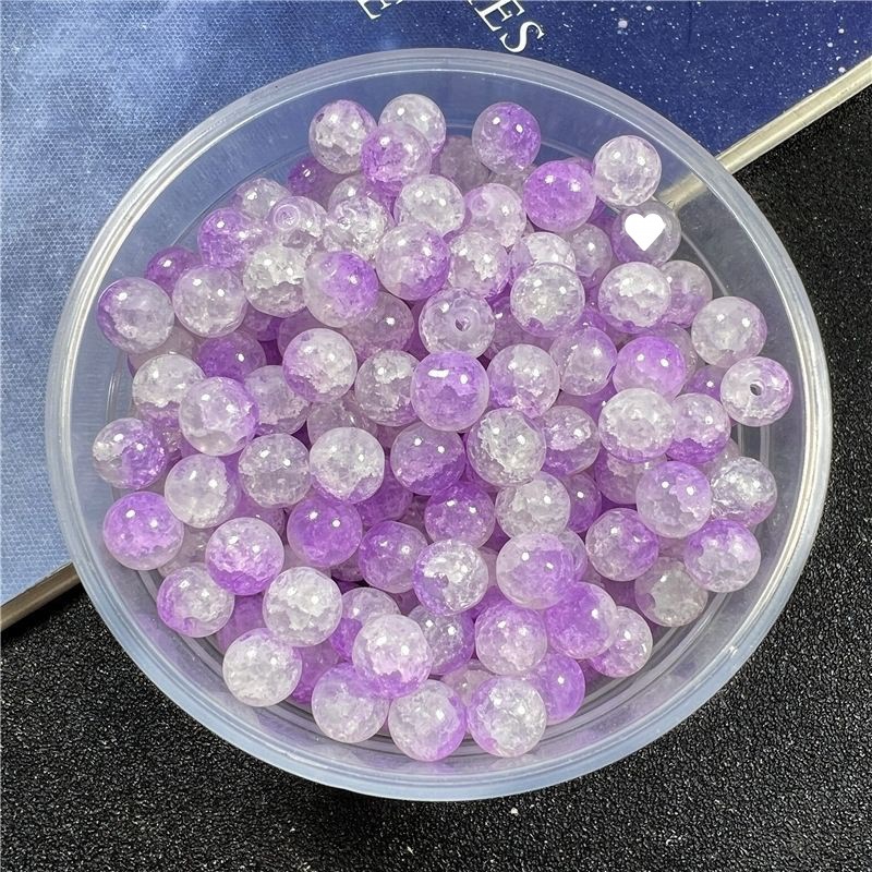 Jade Broken Glass Bead 8mm Double Color Glass Crack round Beads a String of Beads Fashion Bracelet Ornament Diy Accessories One Piece Dropshipping
