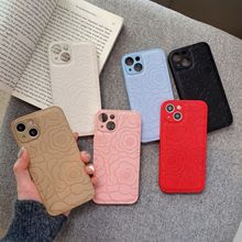 山茶花手机壳iphone13pro苹果12素皮纹11promax全软简约纯色适用