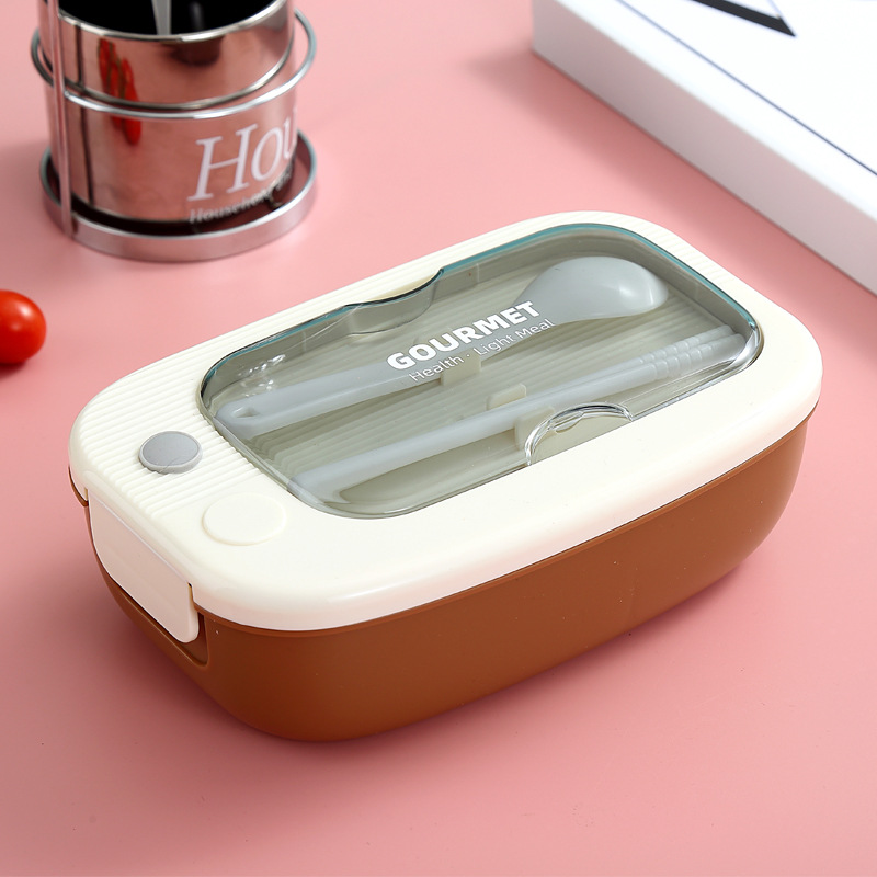 Divided Lunch Box Portable Student Lunch Box Lunch Box Microwaveable Work Single-Layer Sealed Lunch Box Japanese Simple