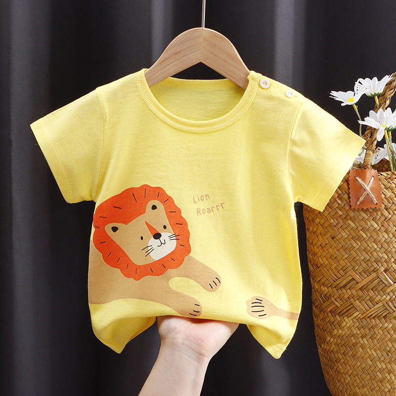 New Children's Short-Sleeved T-shirt Pure Cotton Girls' Summer Clothes Baby Baby Summer Children's Clothing Boys' Tops One-Piece Delivery