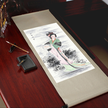 n1cg国画古代四大美女四条屏 中式客厅卧室装饰画 竖幅丝绸卷轴挂
