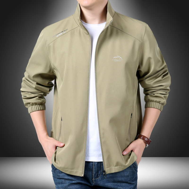 爸爸立领外套春秋装2024新款中年男士商务休闲宽松夹克衫百搭外衣