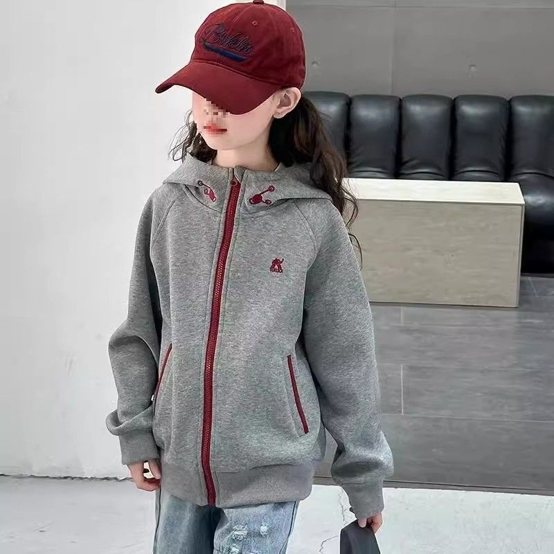 女童连帽运动卫衣外套2025春秋新款韩版儿童休闲洋气中大童开衫潮