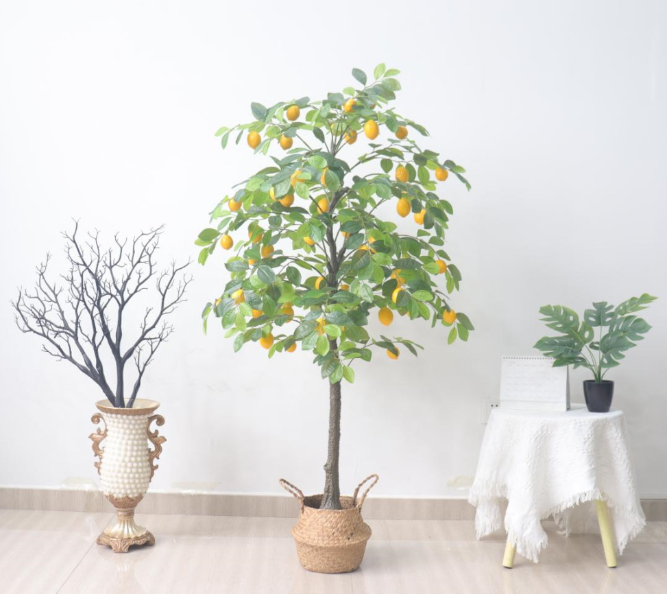 Factory Direct Sales Nordic Style Simulation Plant Lemon Tree Indoor Decorative Greenery Bonsai Fake Flower Furnishings Ornament Decoration