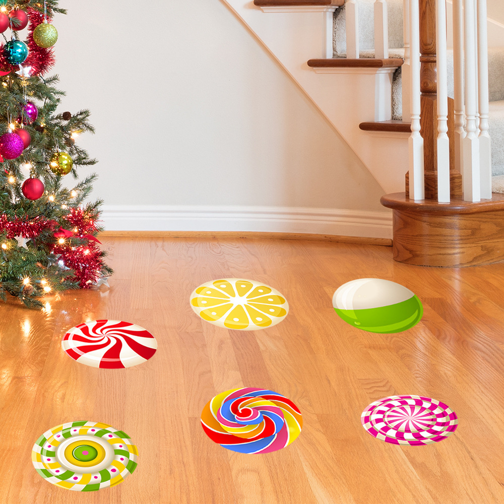 sp-d050 圣诞节新款地贴跨境糖果图案客厅卧室儿童房地板装饰墙贴