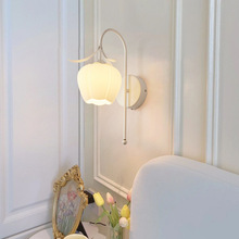 法式奶油风壁灯卧室床头挂灯创意美式复古过道走廊墙壁灯北欧灯具