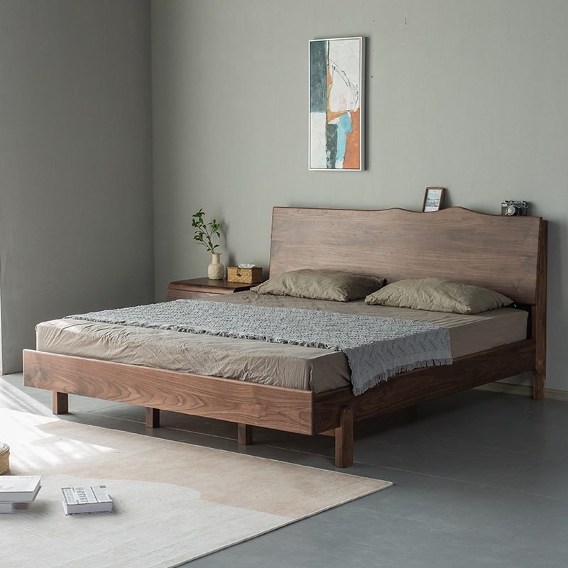 北美黑胡桃木实木床北欧现代简约1.