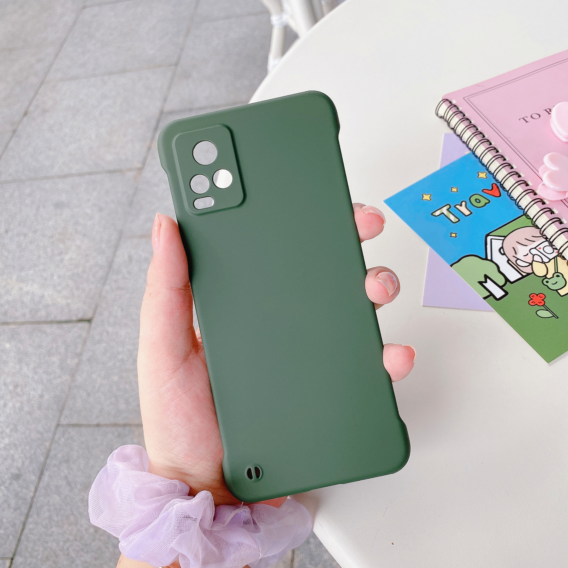 适用vivo s7无边框手机壳肤感磨砂iqoo5pro纯色保护套y70s硬壳pc