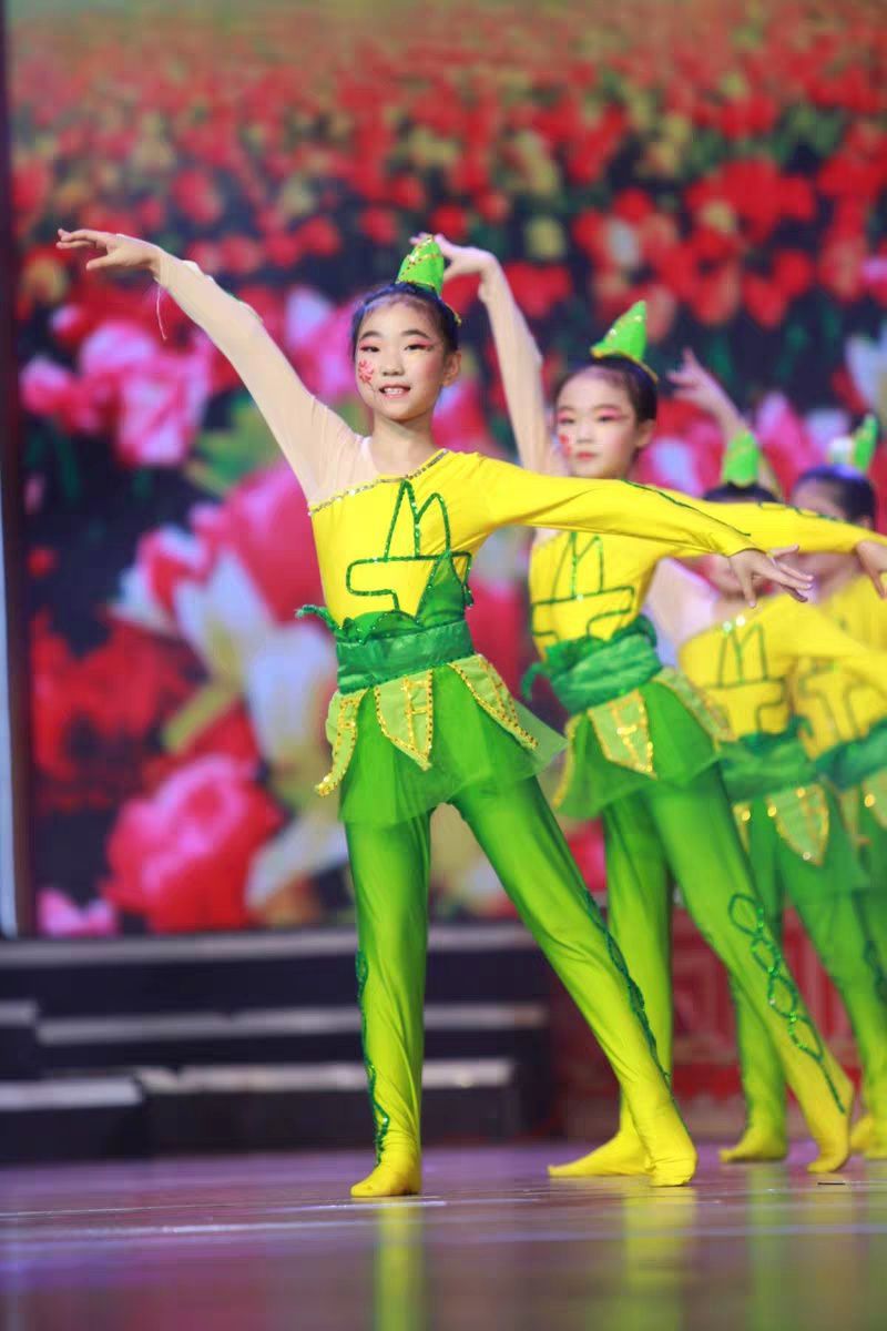 第七届小荷风采表演服笋儿尖尖舞蹈服儿童成人绿色舞蹈演出服装