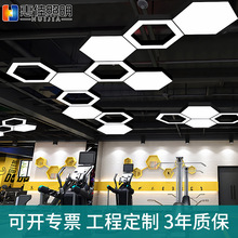 创意个性六边形造型吊灯led蜂巢组合办公室网咖健身房超市商用灯