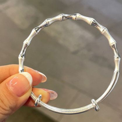 同款光面磨砂竹节手镯复古气质竹节推拉手环送闺蜜女友新款潮