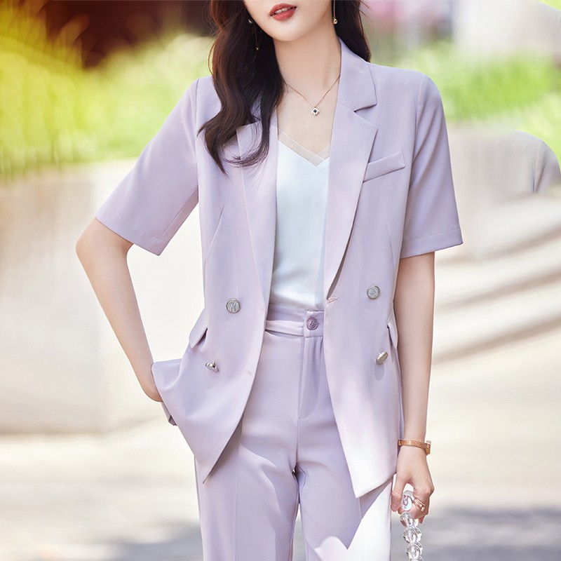 夏季职业西装套装女薄款气质正装女装短袖西服外套夏天工作服夏款