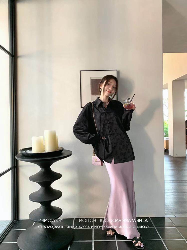 小宜 波光半裙·简约优雅气质鱼尾高腰缎面包臀半身裙子夏季-阿里巴巴