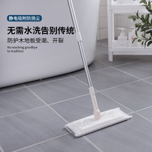 日本静电除尘纸拖把免手洗一次性家用伸缩懒人拖地清洁除尘平板拖