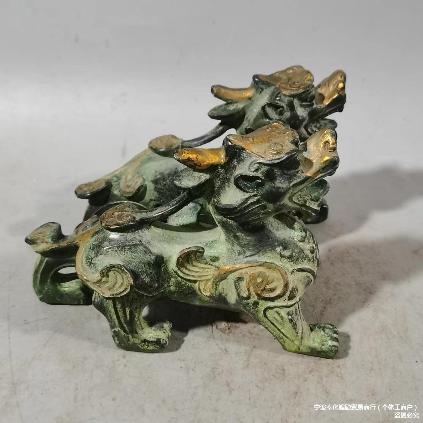 批发仿古古玩黄铜青铜纯铜鎏金兽动物貔貅一对家居装饰礼品酒柜摆