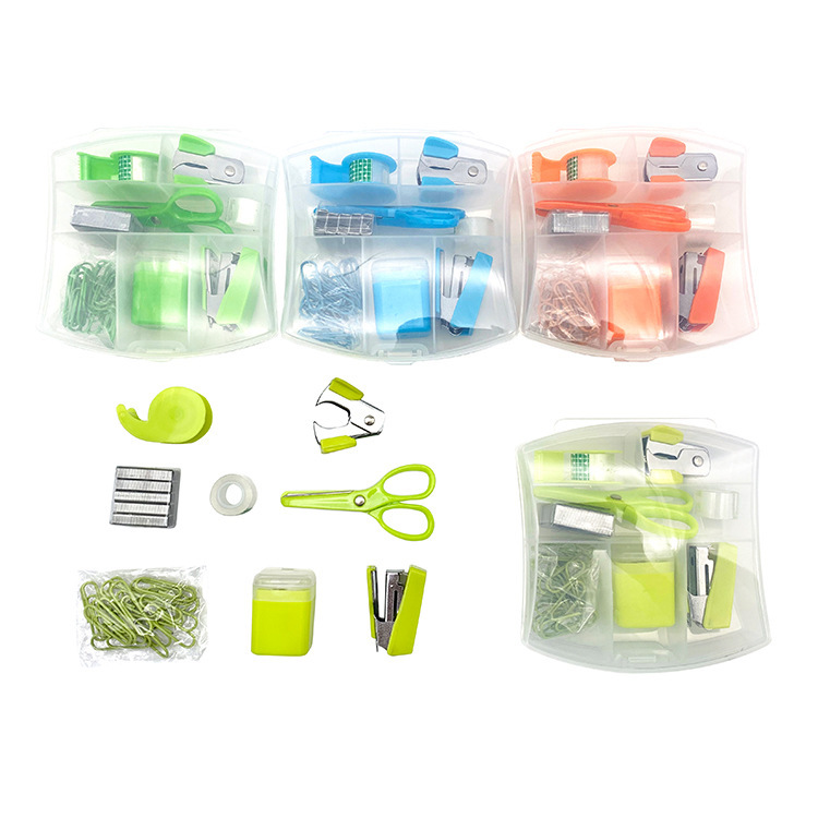 订书机套装迷你文具套装可制作logo 桌面办公文具收纳文具黄色