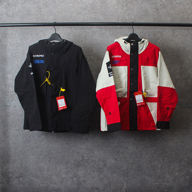 高版本 18fw红白联名冲锋衣 拼色登山滑雪服 男女同款tnf北脸外套
