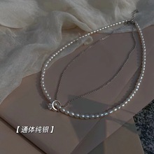 早春新品 4-5mm天然淡水米形珍珠纯银套链项链小戒指吊坠女精致感