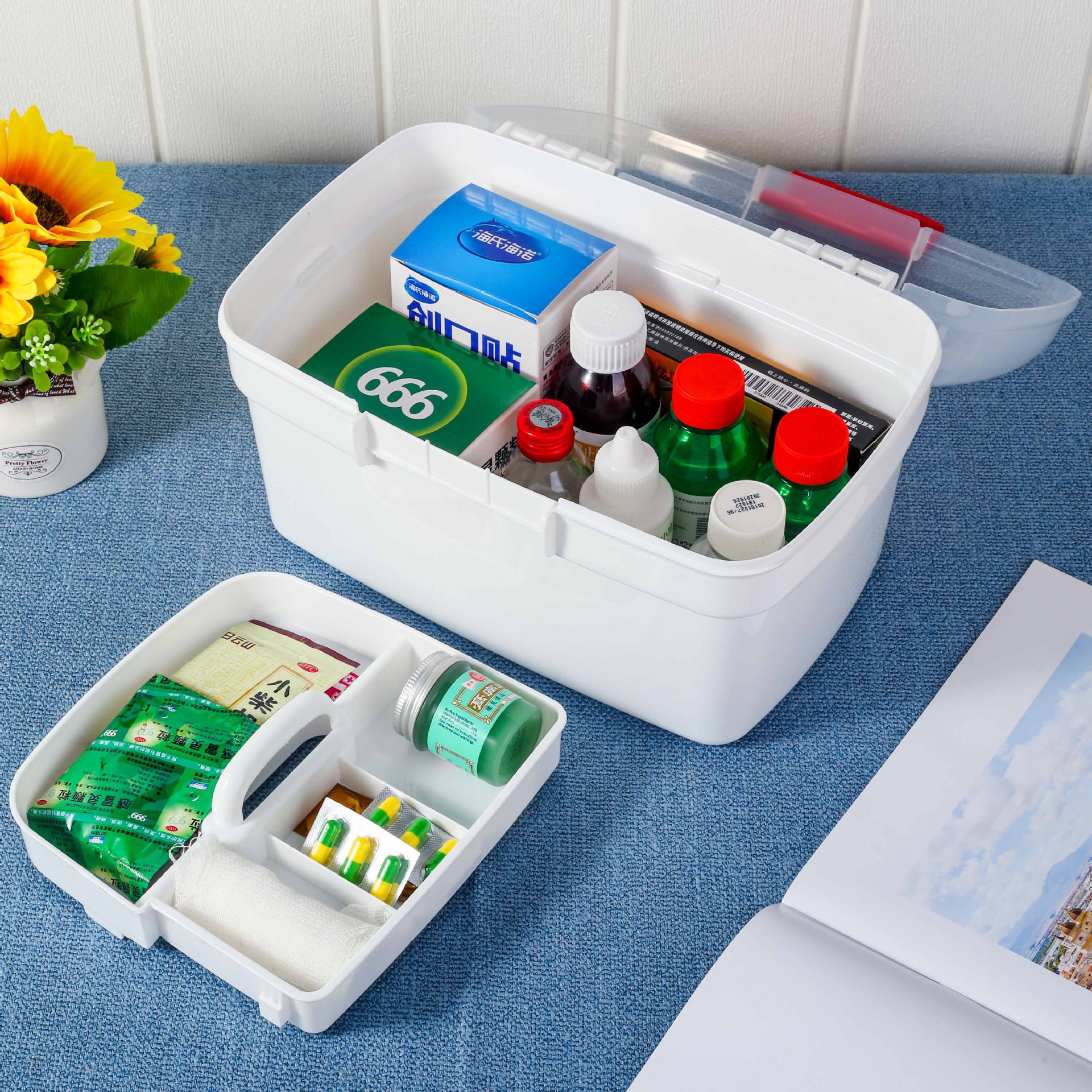 家庭药箱收纳医药箱药品箱厂家批发可加印logo小药箱活动赠品药箱