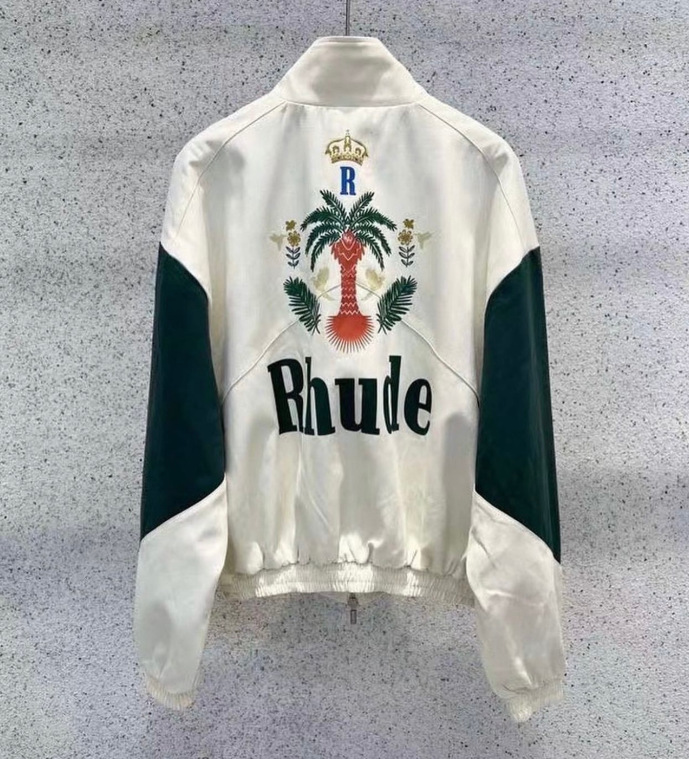 23ss 美式复古拼接椰子树字母logo胶囊时尚拉链夹克外套男女同款